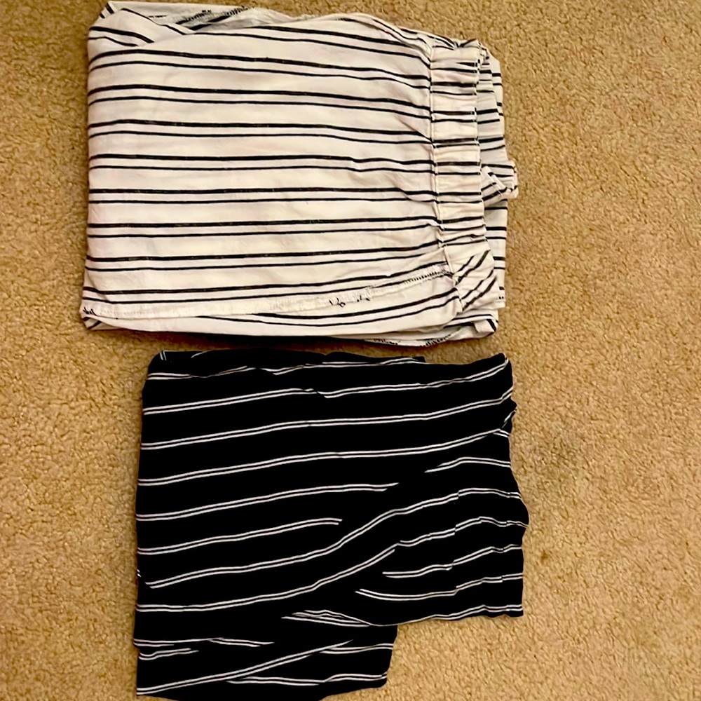 Two pairs of brandy Melville pants (black and white, white and navy)